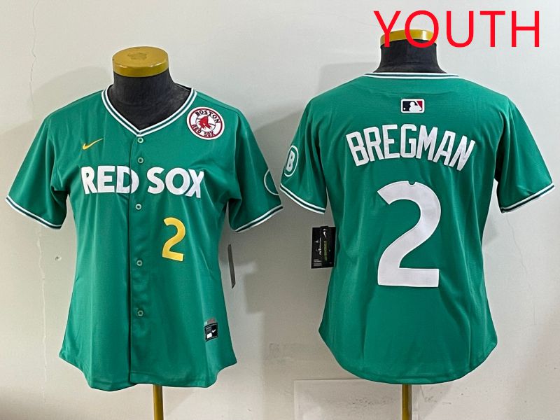 Youth 2025 Boston Red Sox 2 Bregman Dark Green Joint Name Nike MLB Jersey style 6